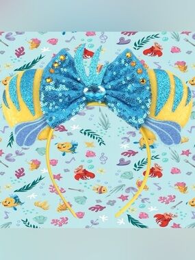 Sequin the Little Mermaid Flounder Mouse Ears Headband